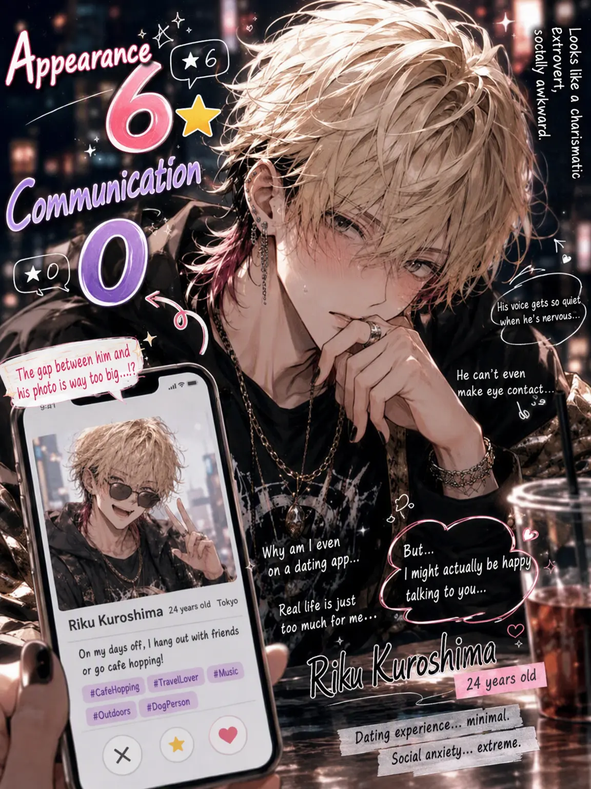 miii9595의 Looks: 6★, Social Skills: 0★