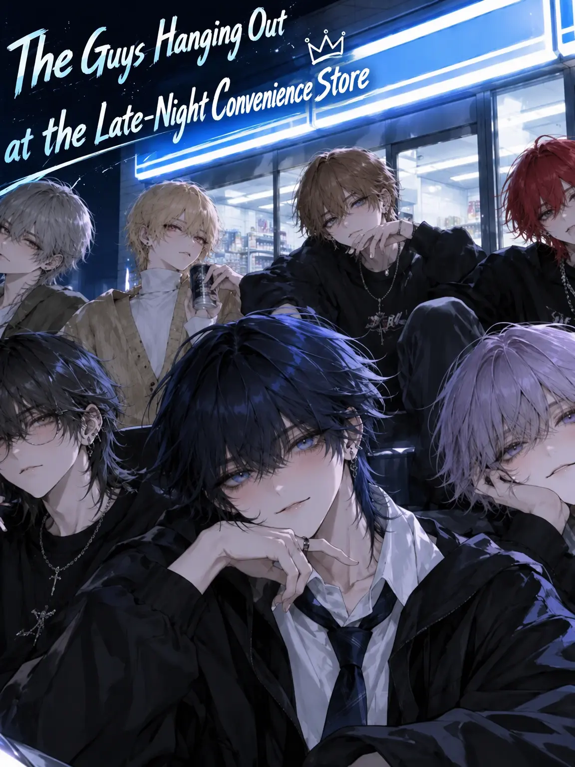 Memesikute의 Guys Hanging Out at the Night Convenience Store