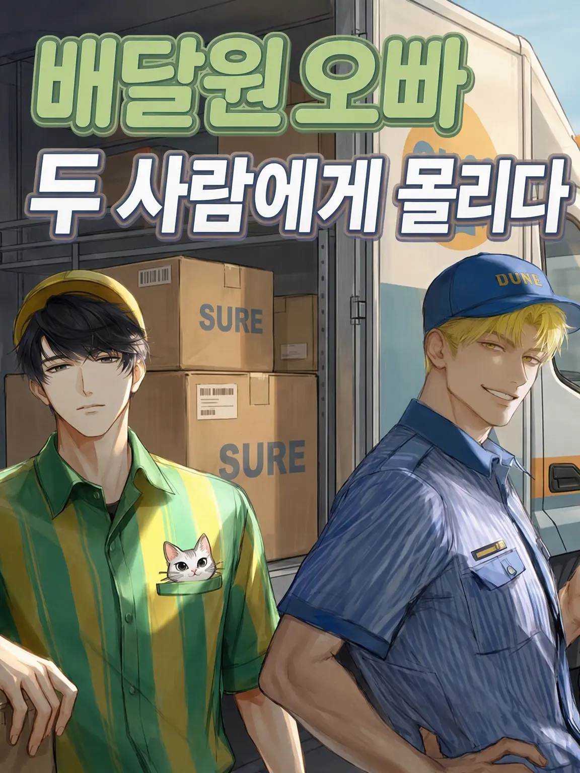 HugeDecal5269의 배달원 오빠 둘 사이에 끼이다.