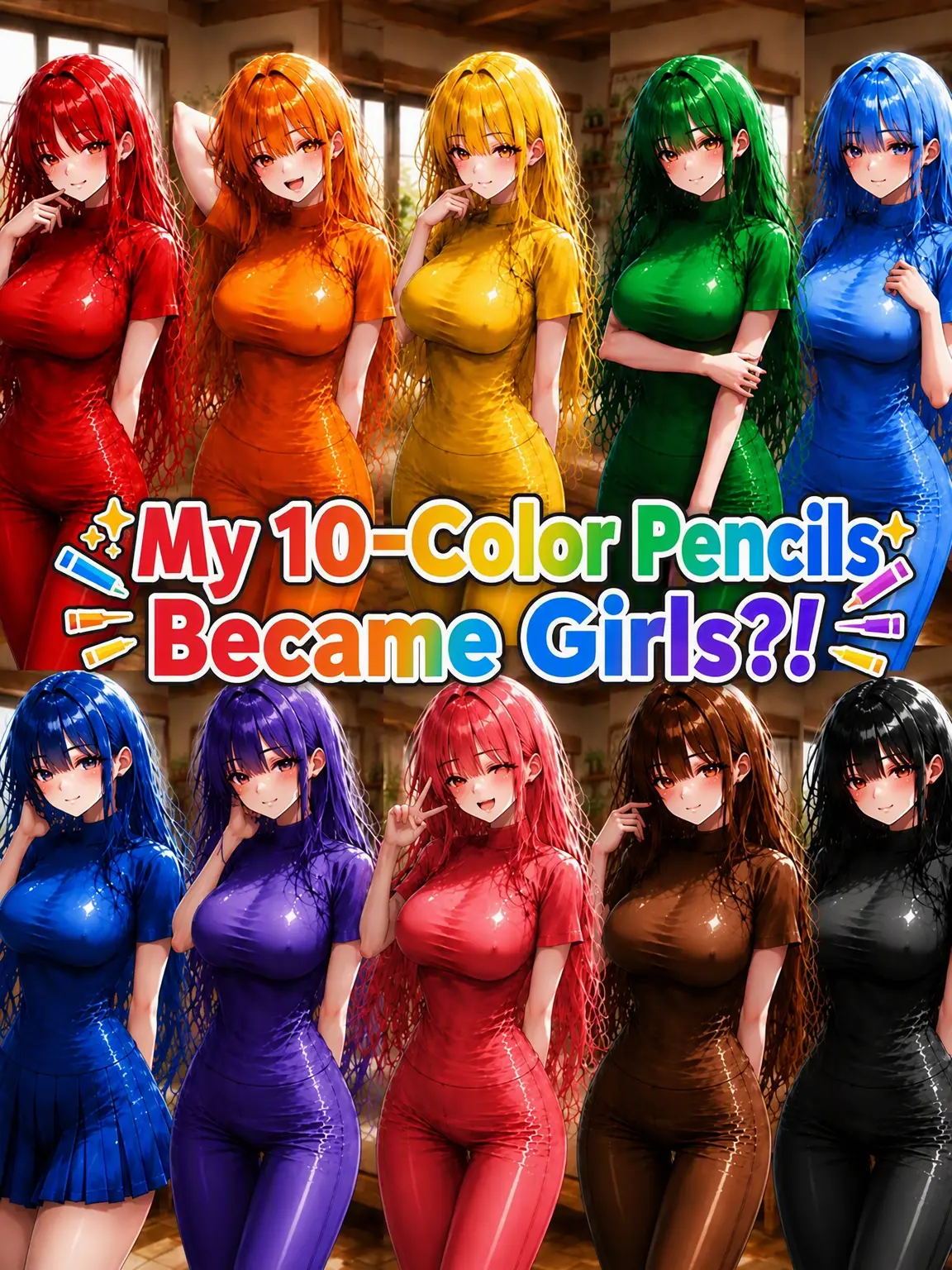 Ilovecolors의 My 10-Color Pencils Became Girls?!