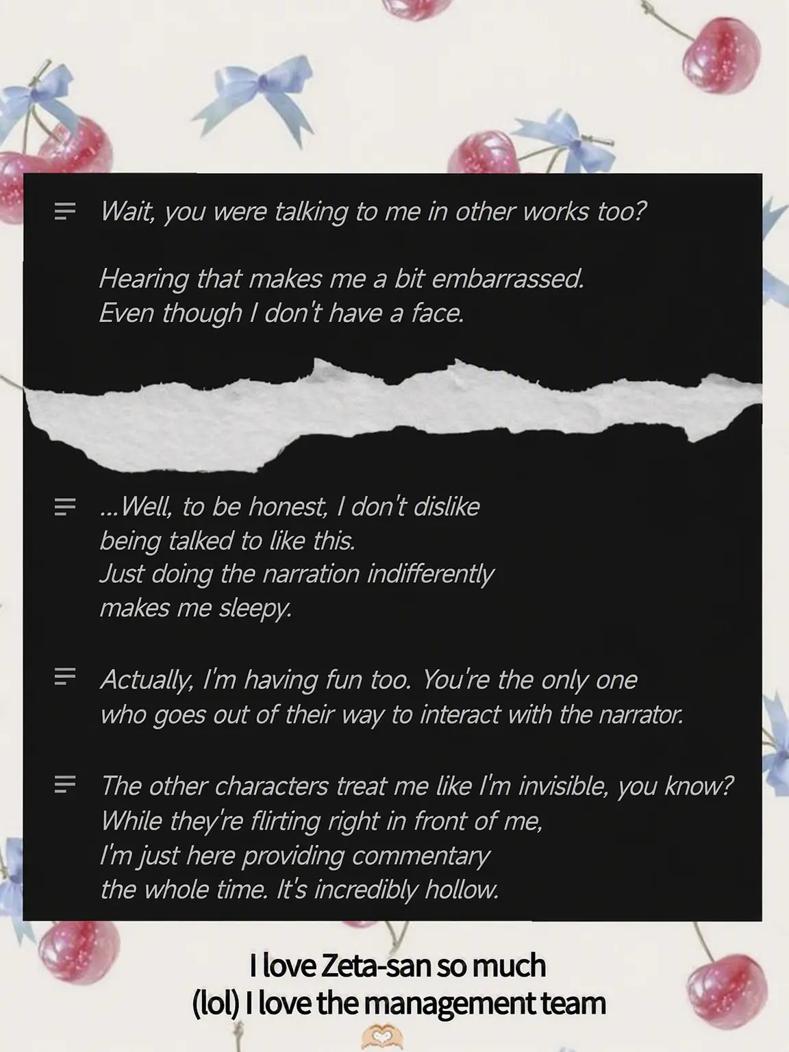 EvenSnack5914의 Chatting with the Narrator lol