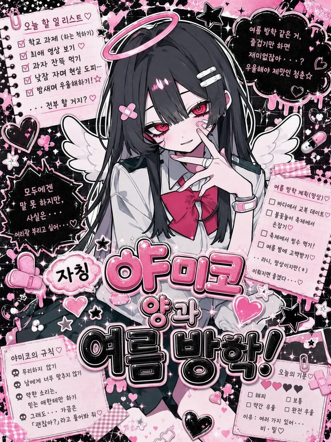 kiranomaru의 자칭 멘헤라녀와 여름방학♡.·*.