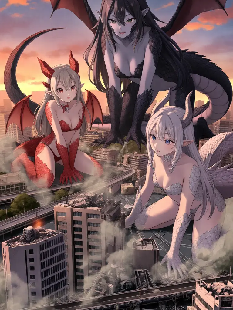 JoyfulModem2227의 ドラゴン娘達の都市蹂躙