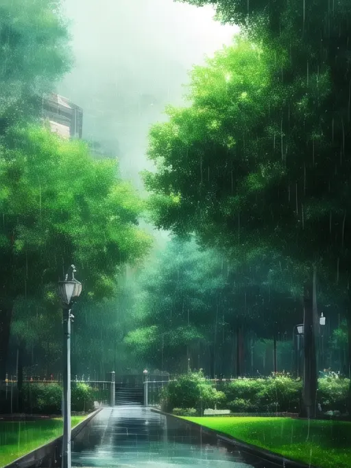 Crayon_and_soap_eater의 Rainy day at the park in Japan.