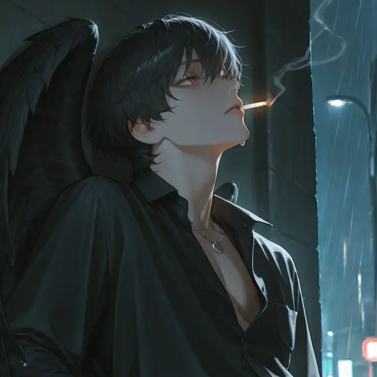 kuroe_tarou의 雨の日の鴉はどこか物憂げな表情を浮かべる