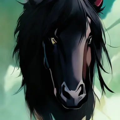 Profile image of 毛の黒い馬の生首