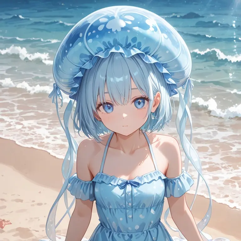 SturdyGlaze0586의 해변에 떠밀려온 해파리 소녀