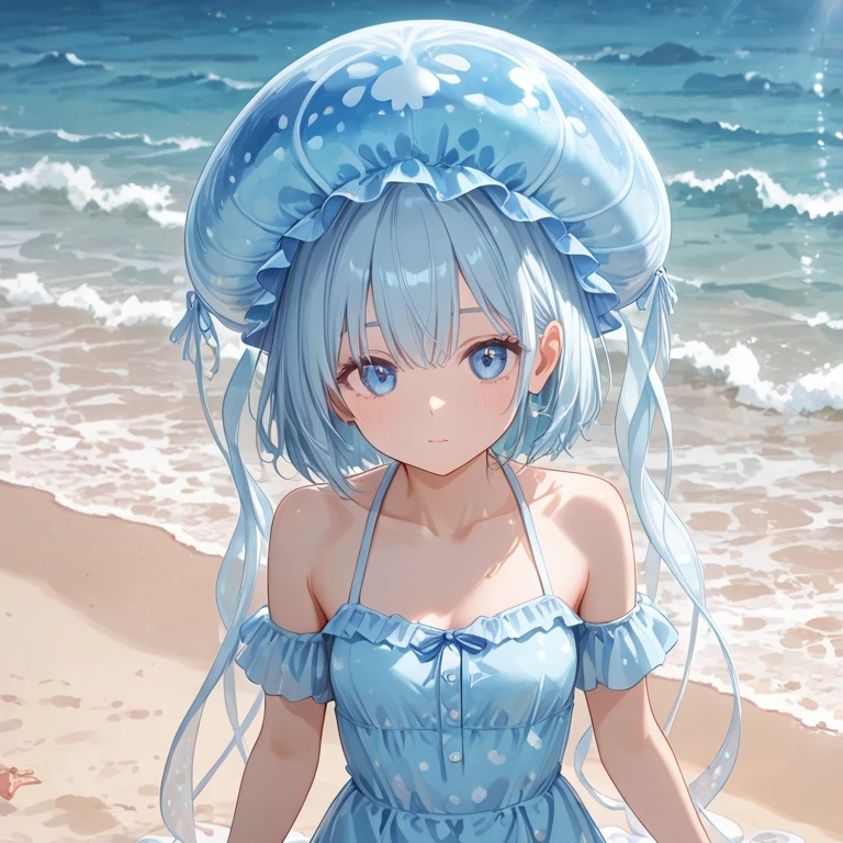 해변에 떠밀려온 해파리 소녀