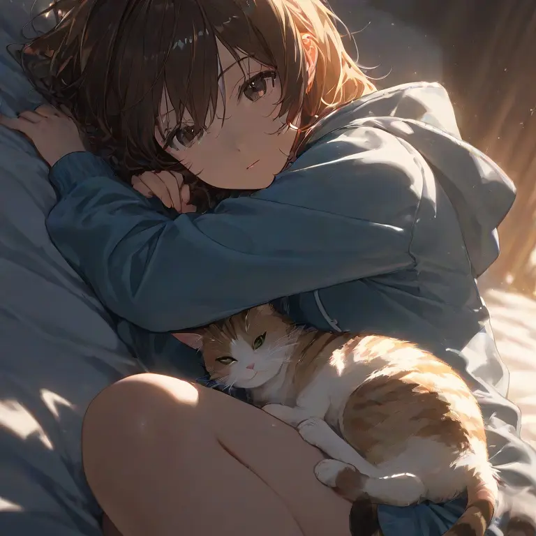 CoolScale2169의 不登校少女と猫