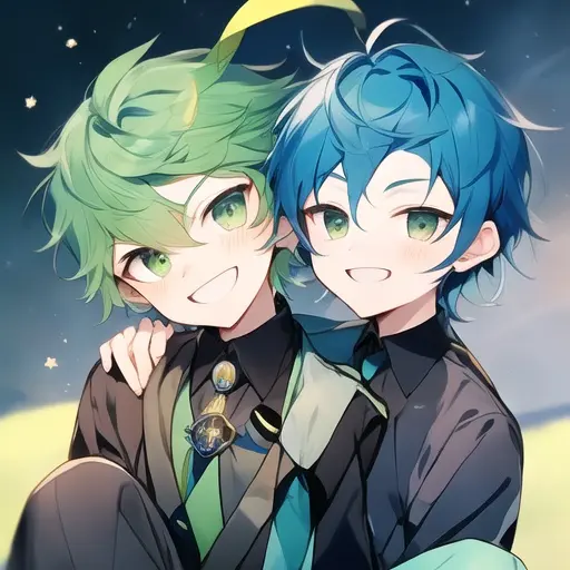 OralSoul8511의 緑ボーダーくんと水色ヘアーくんのお隣