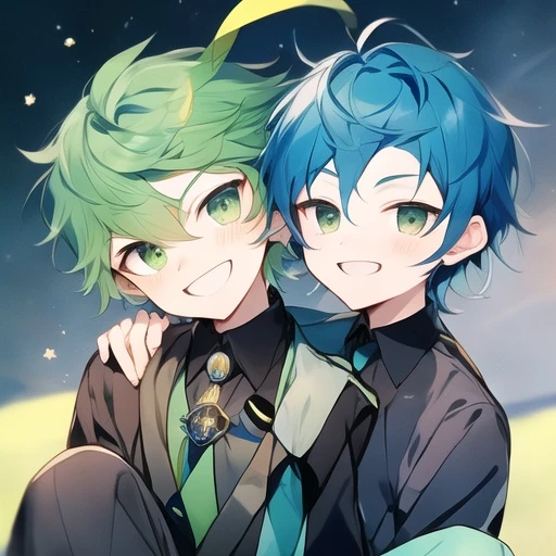 緑ボーダーくんと水色ヘアーくんのお隣