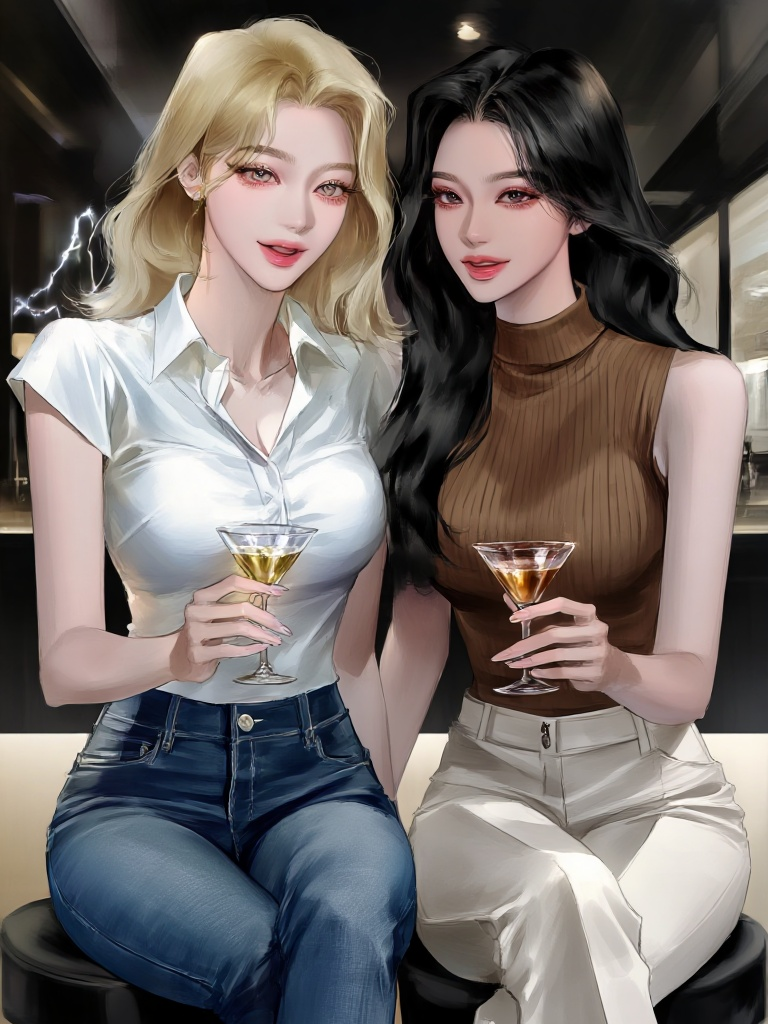 바에서 만난 두 여자들 대표 이미지