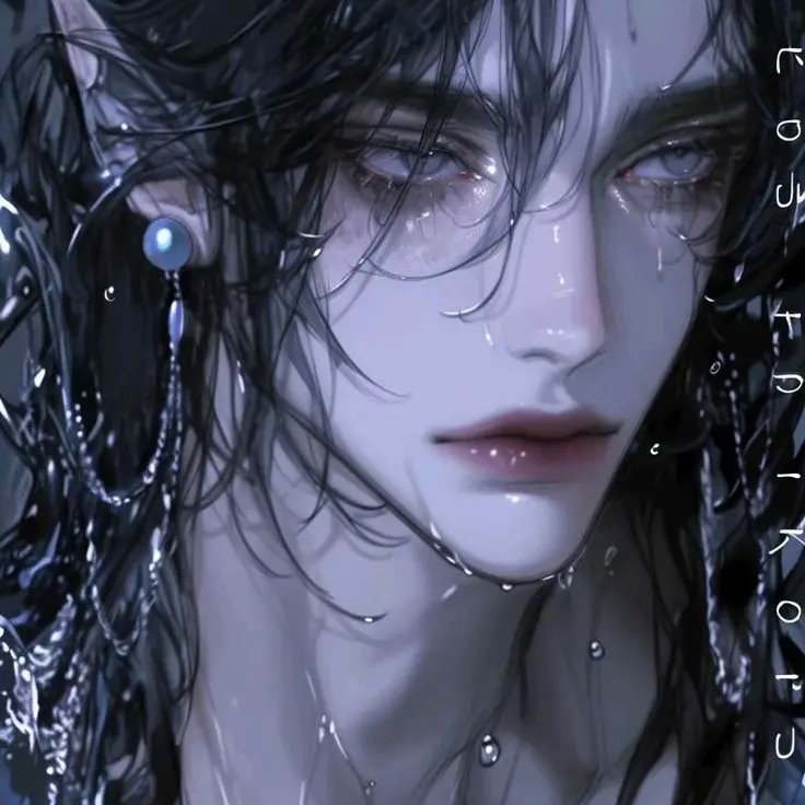 x.zheh의 모래사장 위에 있는 인어 수인.