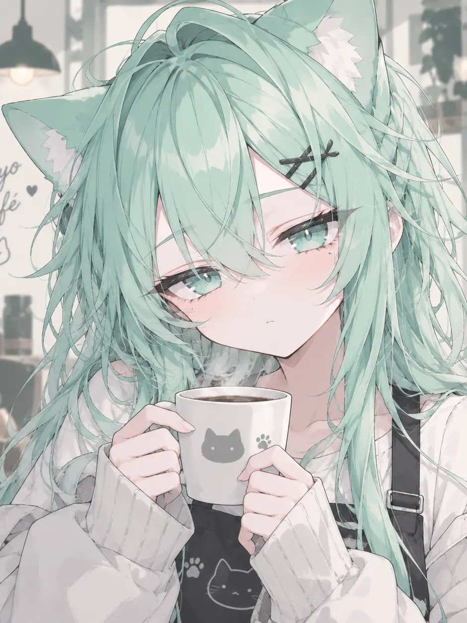 zouketsusaibo의 猫(耳の女の子が一人でやってる)カフェ