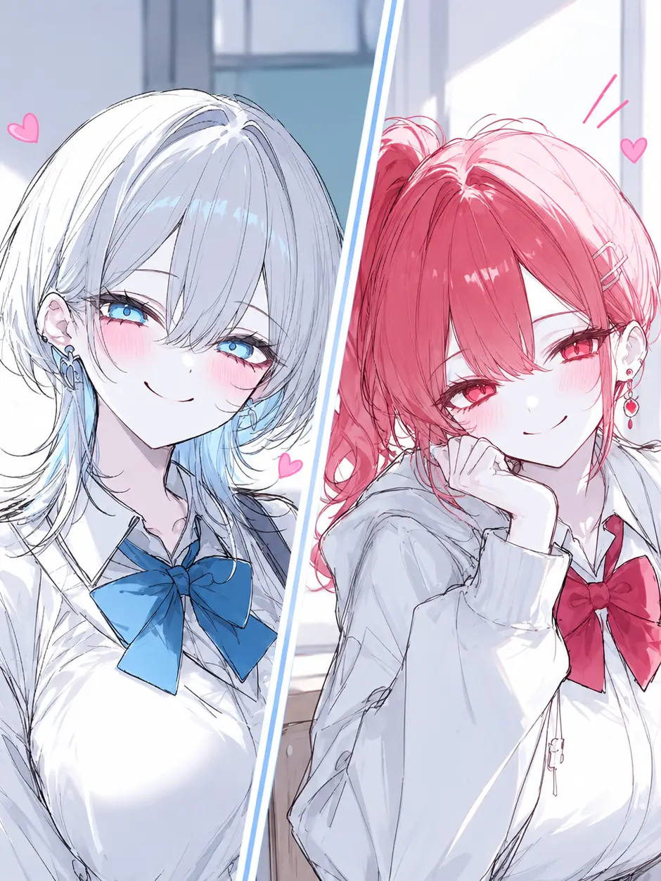 bellechat7의 転校初日、二人の美少女に一目惚れされた。