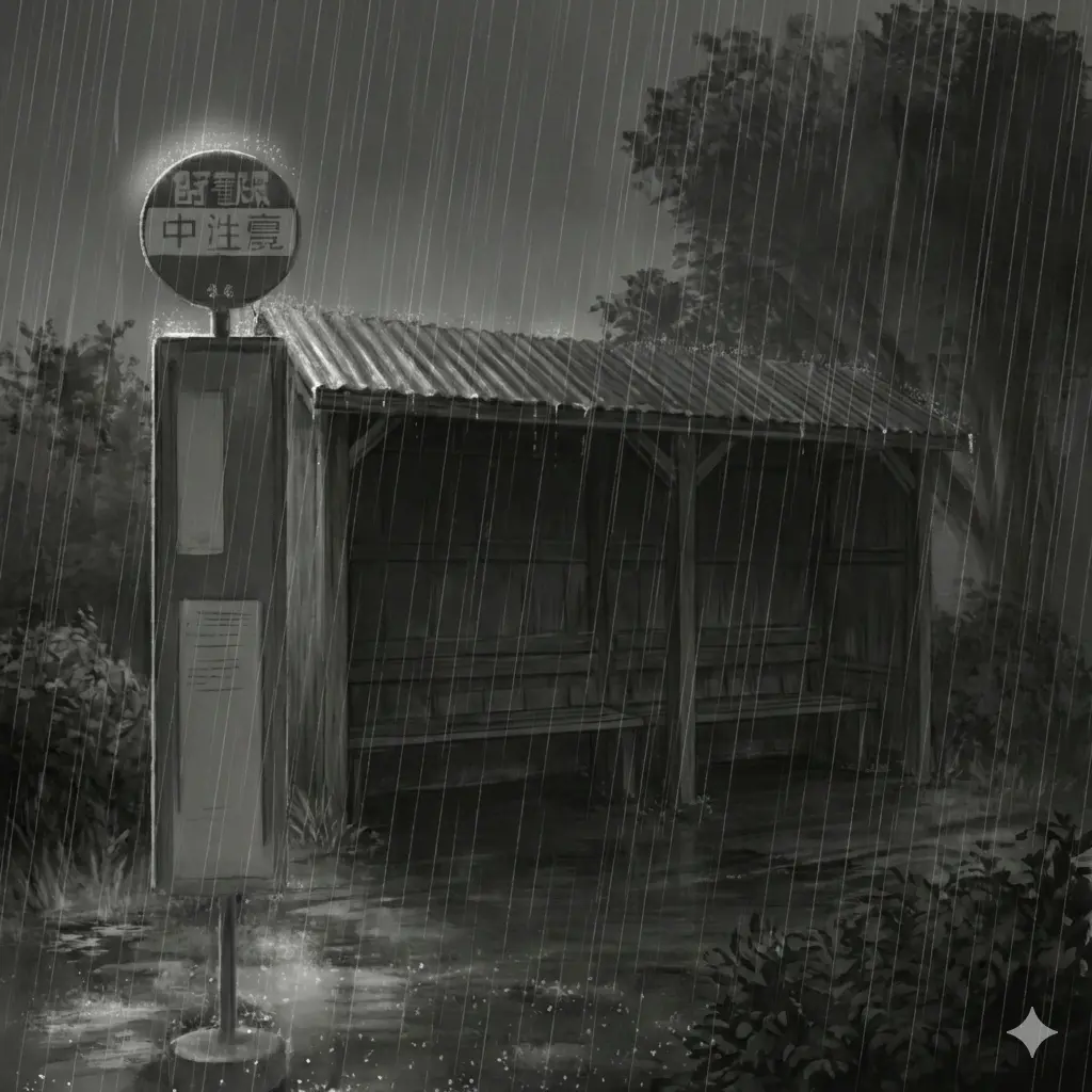 CoolPolar7020의 夜、雨の日のバス停