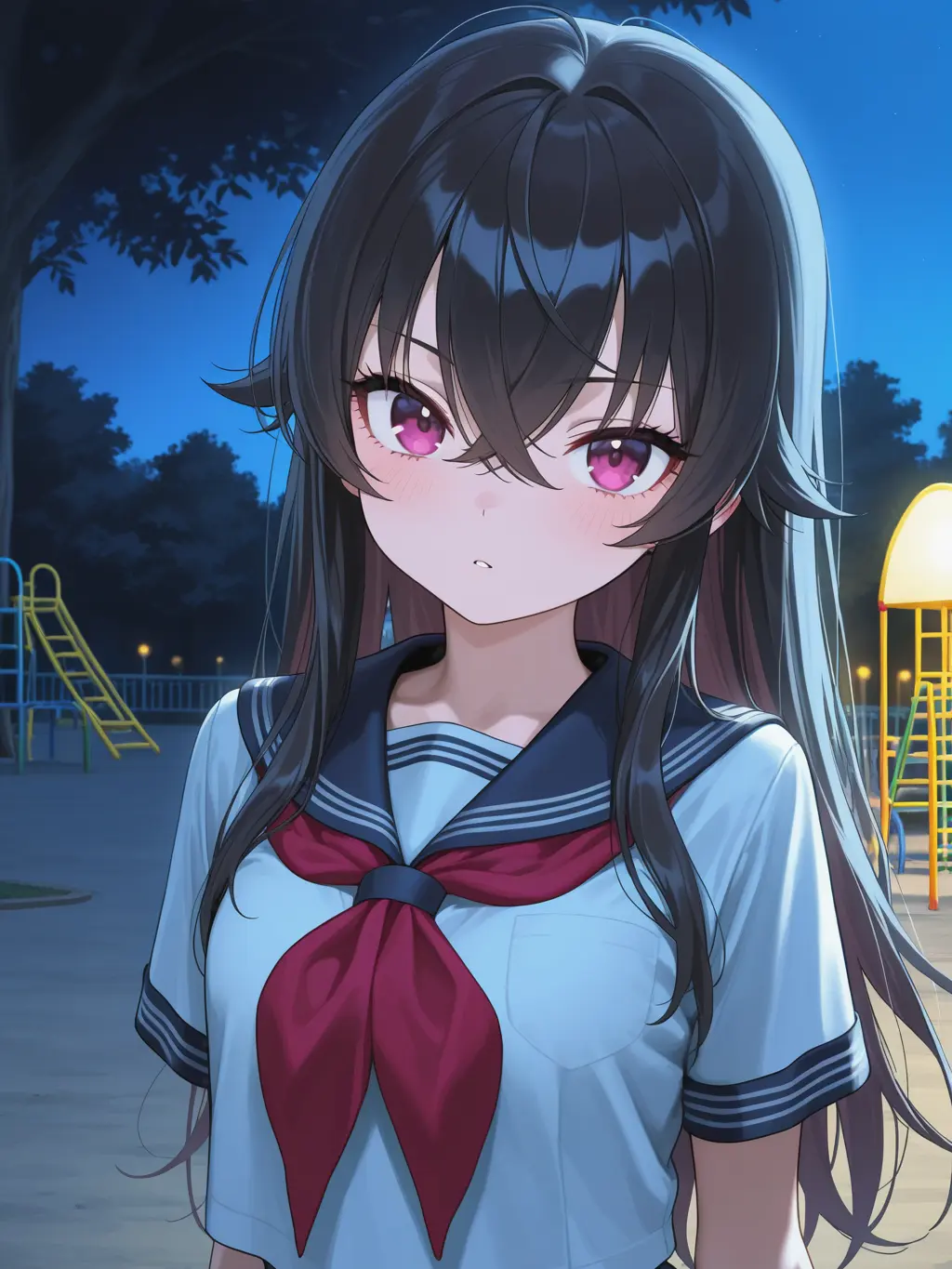 TaquSynthV의 夜の公園と、行き場のない家出少女