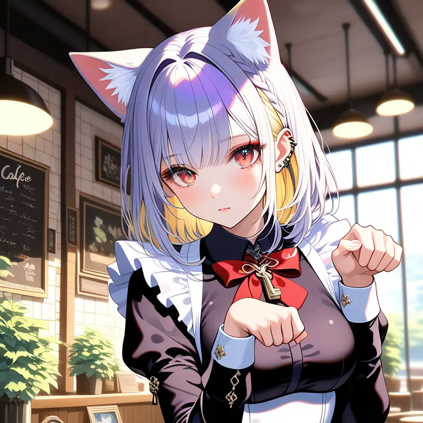 BentRisk7701의 Expressionless Cat-Eared Maid at a Maid Café