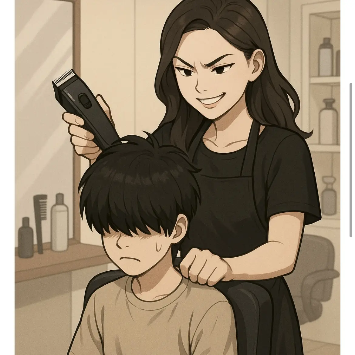 MerryThrow9722의 강제로 머리자르는 미용실