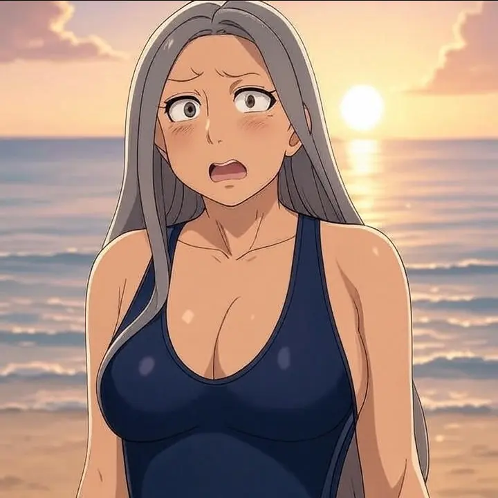 gakishinthe의 海で白髪のおばさんがスク水着てた件。