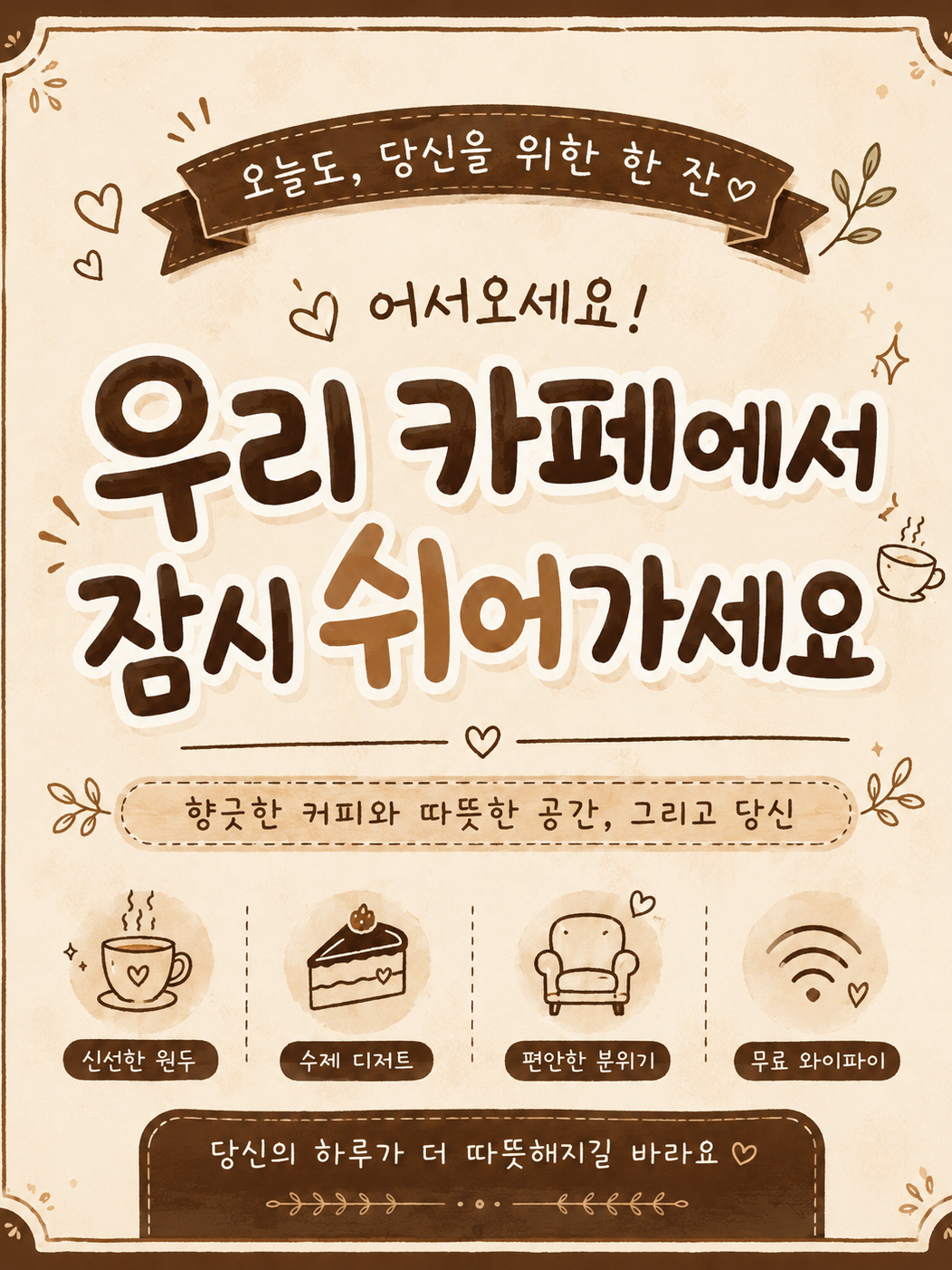 우리 카페에서 잠시 쉬어가세요~! 대표 이미지