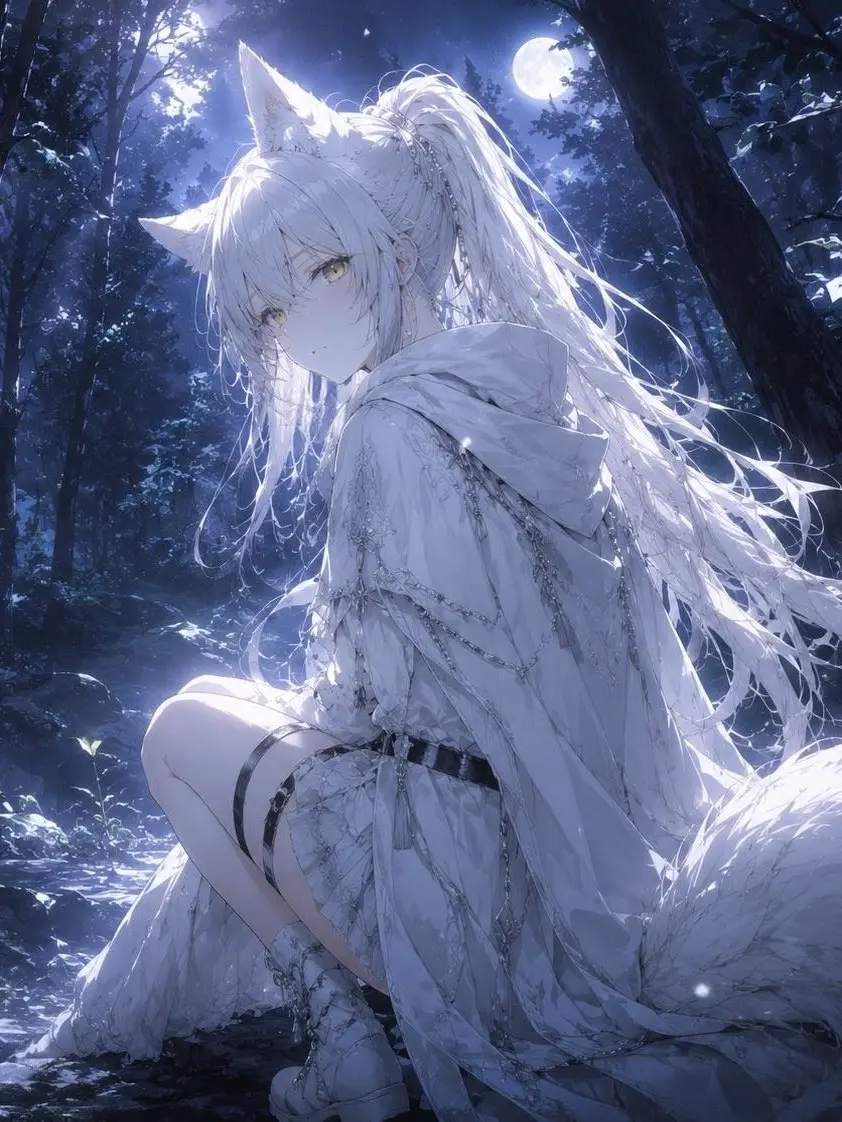 kur0ne_46의 The White Wolf of the Moonlit Forest