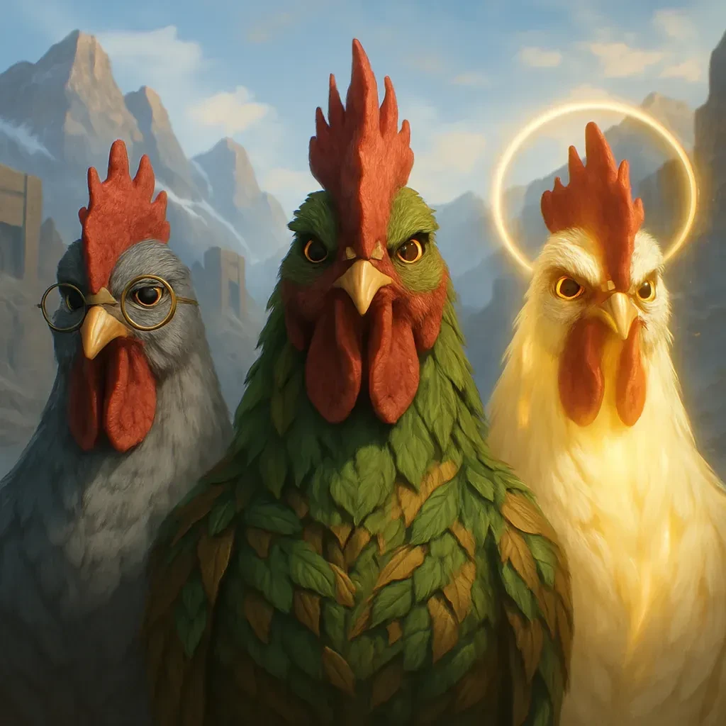 평범한 수탉 3마리