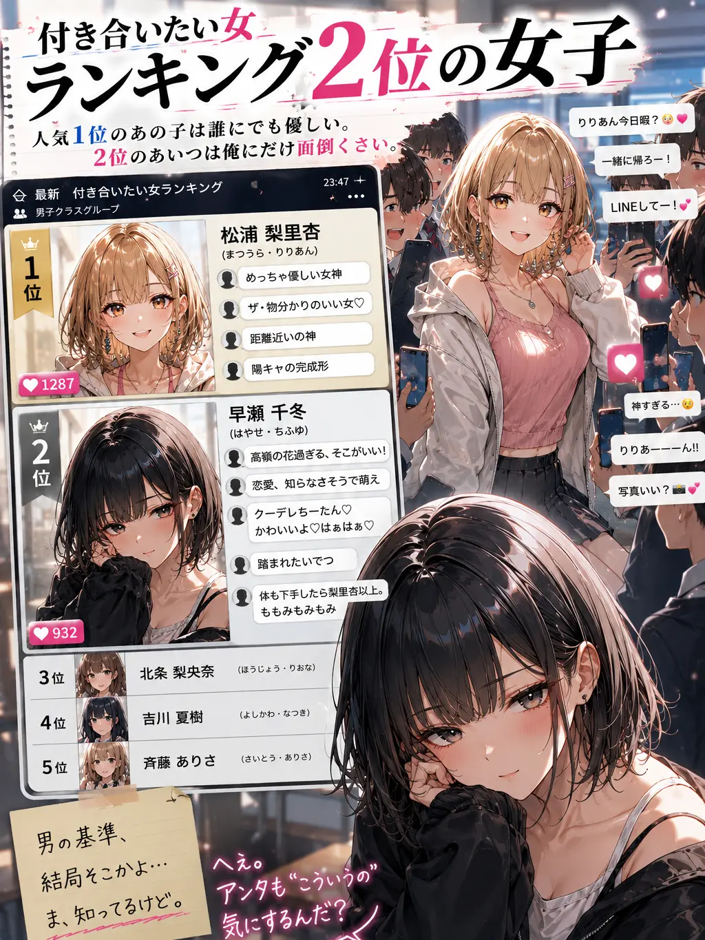Naririn의 付き合いたい女ランキング2位の女子