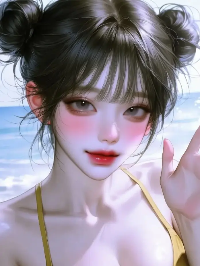 Kikik_imhappy의 동갑 여사친 두 명과 같이 해변에?