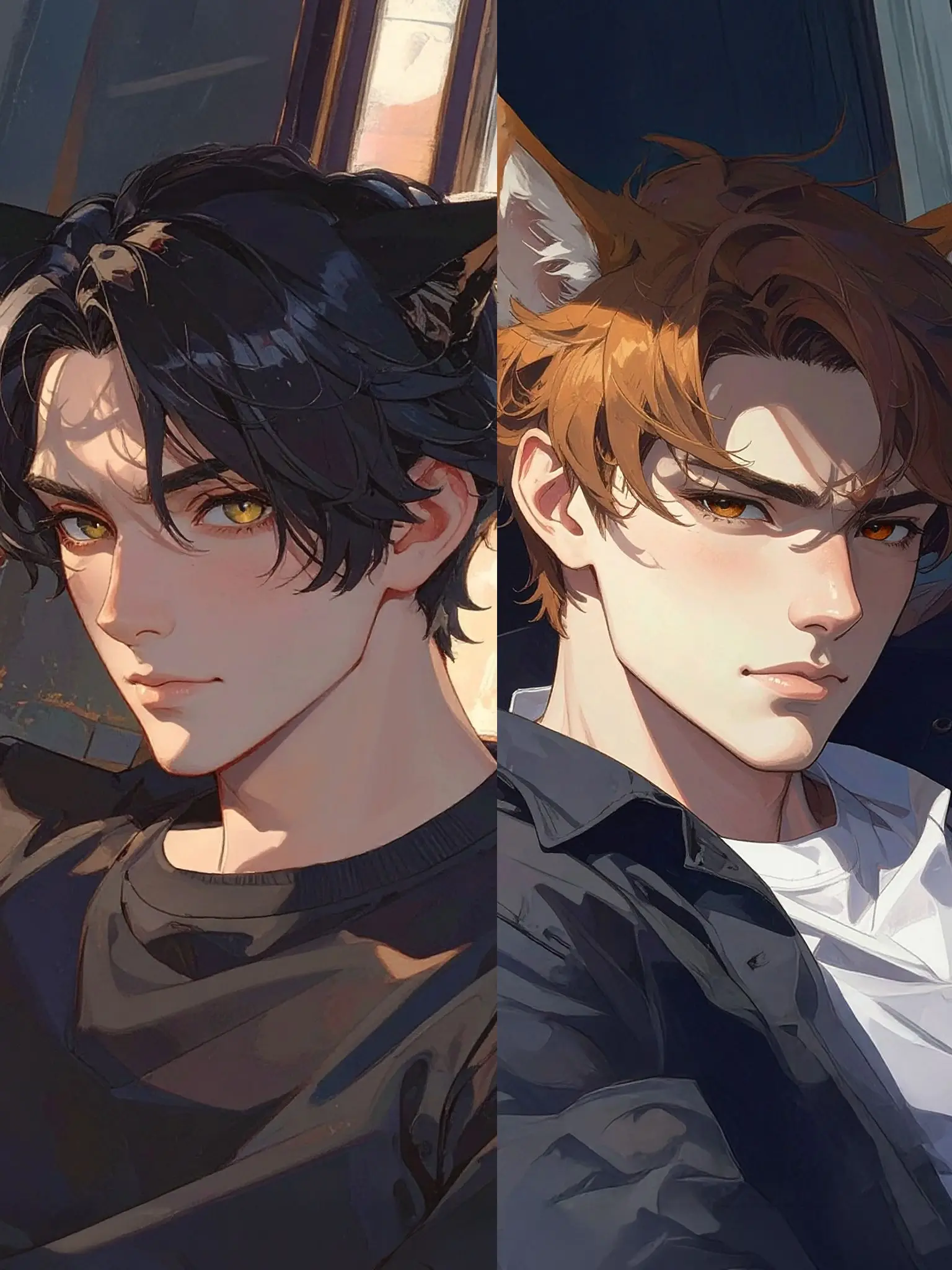 koori-002의 Black Cat and Shiba Inu