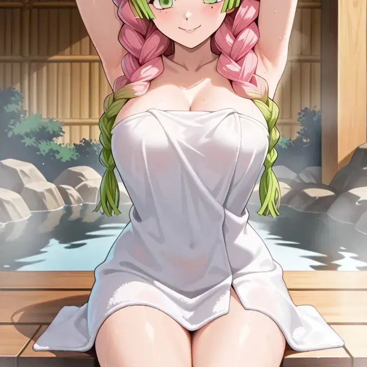 SureHare1666의 アニメキャラと裸で温泉でトレーニング