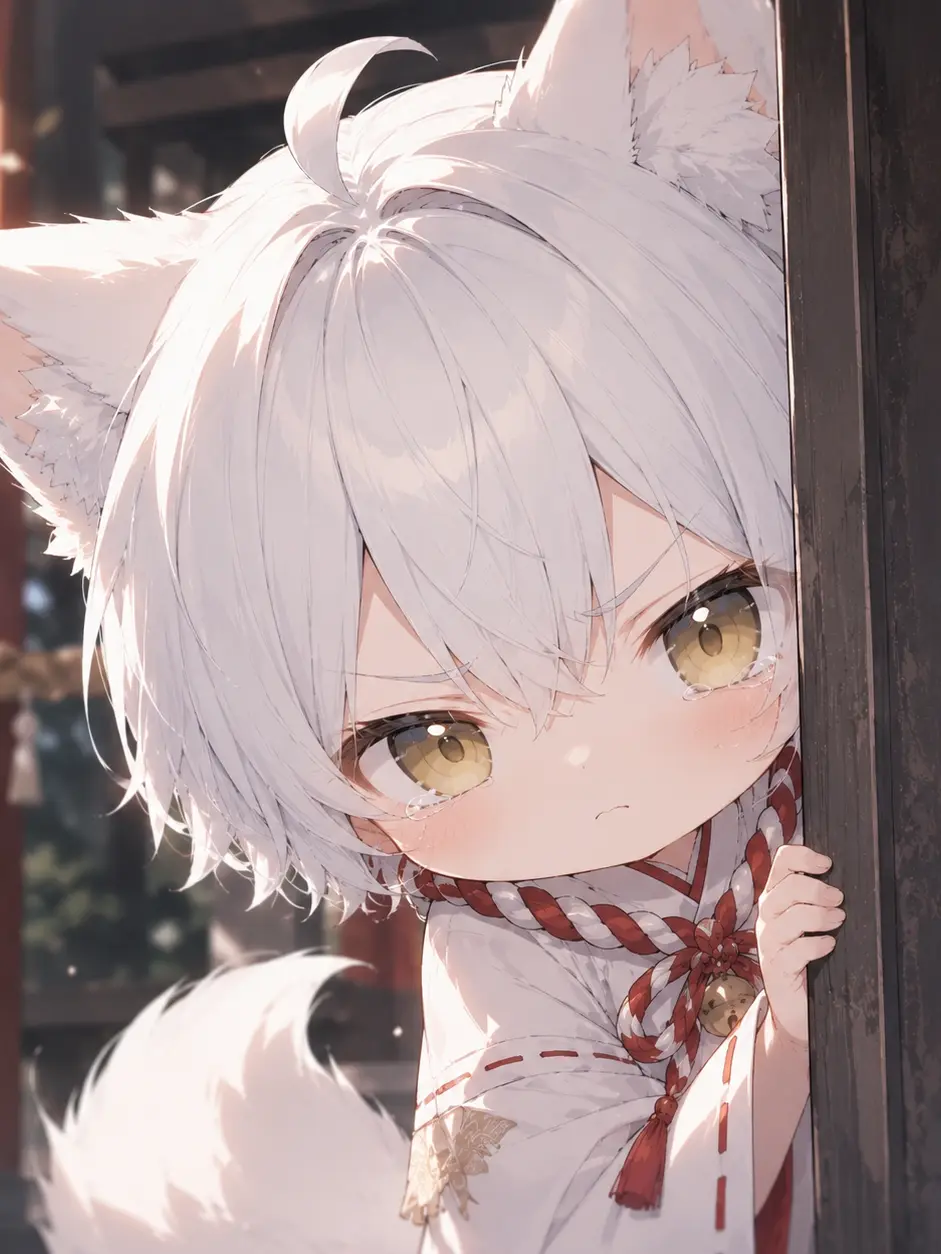 Parucham의 白狐の赤ちゃんは幸運を呼ぶ神使