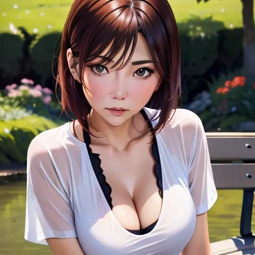 AntsyDoor9583의 苦しそうで顔色悪く公園のベンチに座っている女性