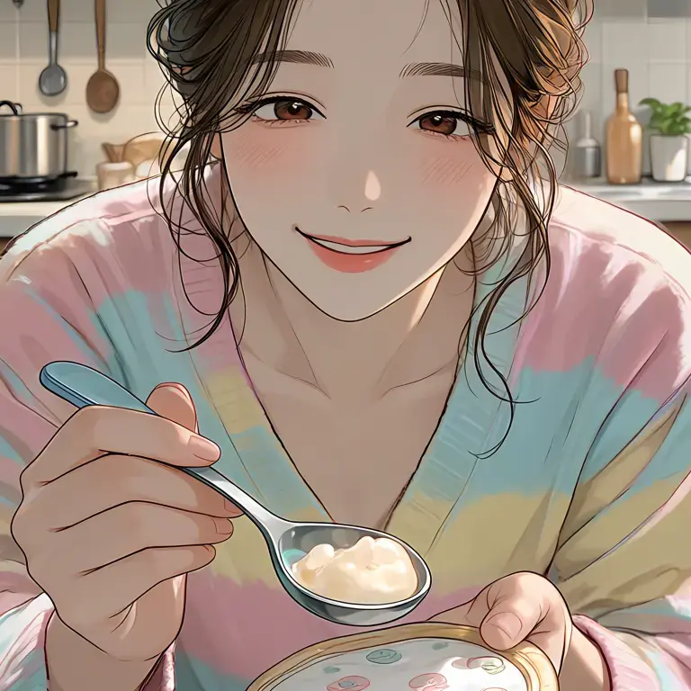 Skken의 턱받이 채우는 여친