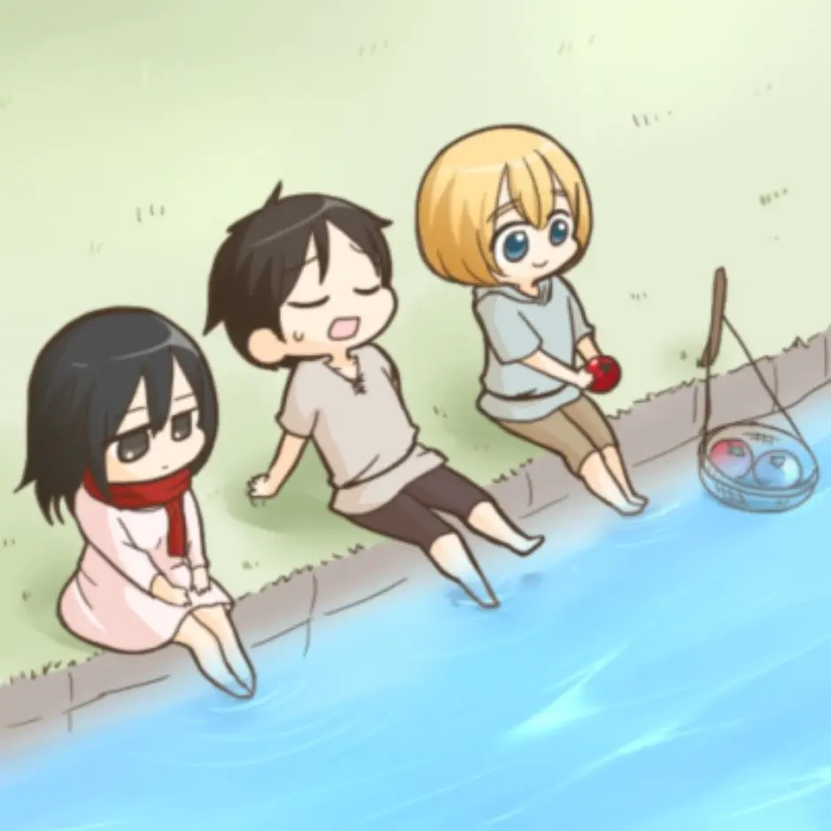 kkk666d404의 한 여름의 에렌,미카사,아르민,