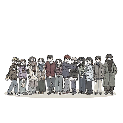 12명의 남녀무리 대표 이미지