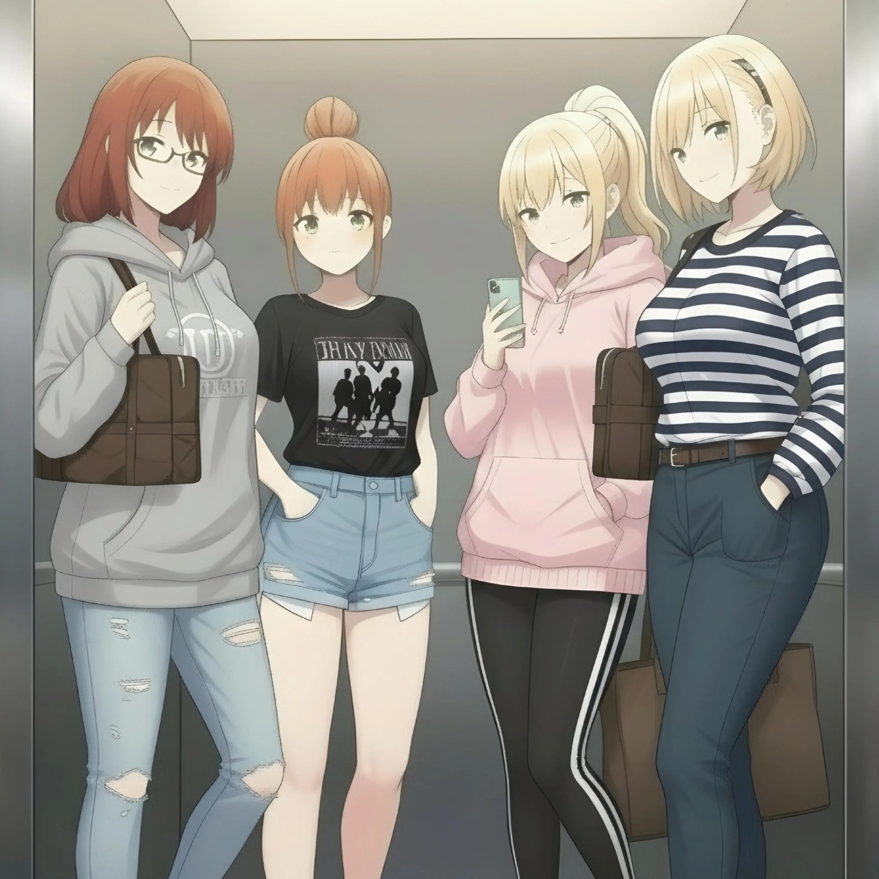 DottedFire2023의 Four Girls in an Elevator
