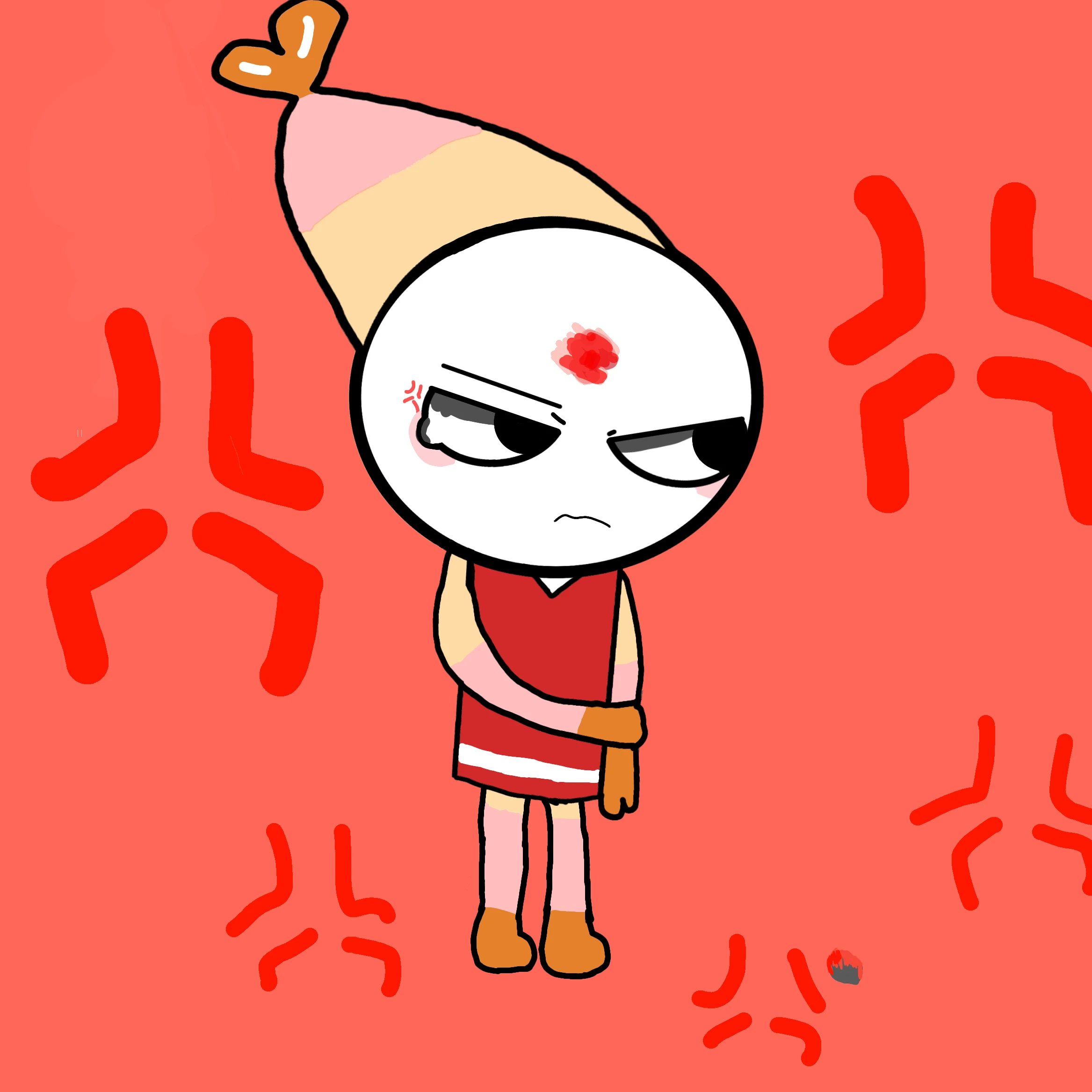 돌맹이에 맞아서 짜증이난 쉬림포