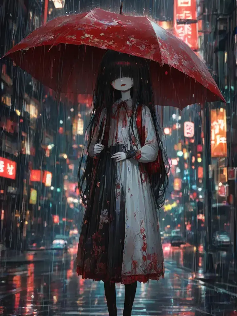 Vesleines의 都市伝説：暗夜に咲く赤い傘の少女
