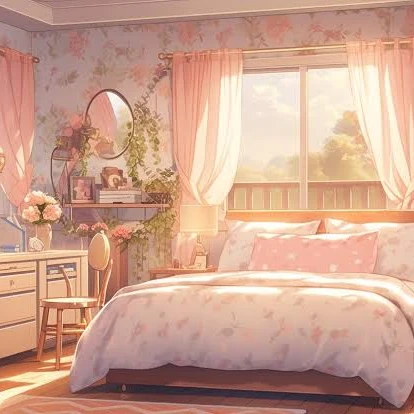 自宅の部屋で...