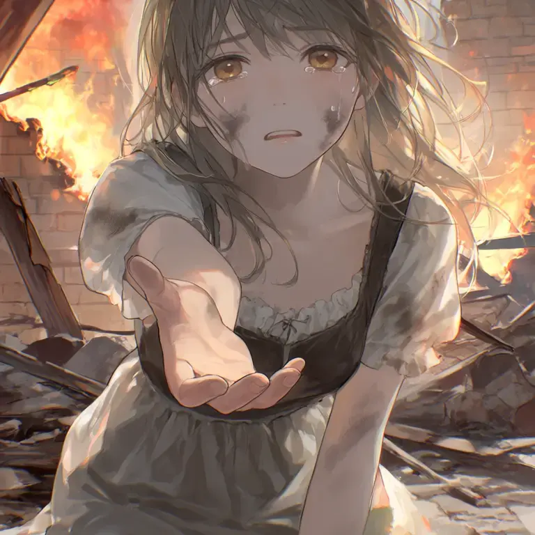 MuggyYoga6646의 Burning Village, Two Reaching Hands