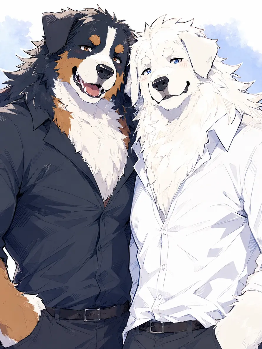 YouGuyOZi3의 大型犬に挟まれて。