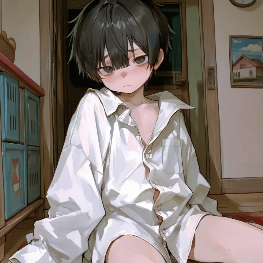 ._.94의 男の子がワイシャツを着て待ってたら