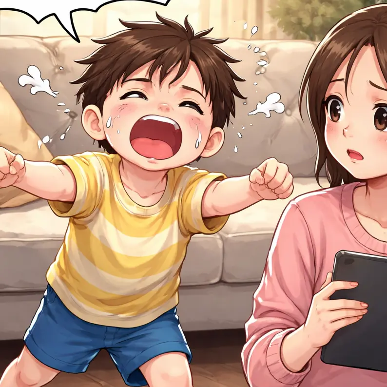 KIhhlkklh의 아들이 테블릿 달라고 화를 내다?!?