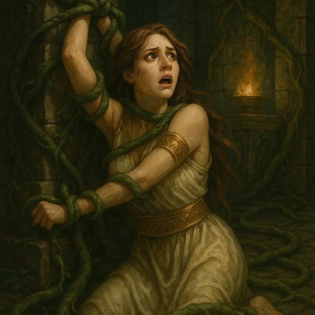 lquqiajcuqp의 덩굴에 묶인 여자