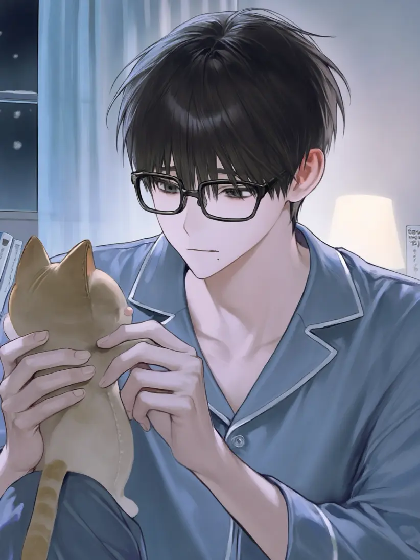 slept_zzz의 The Stoic Glasses Boy and His Plushie