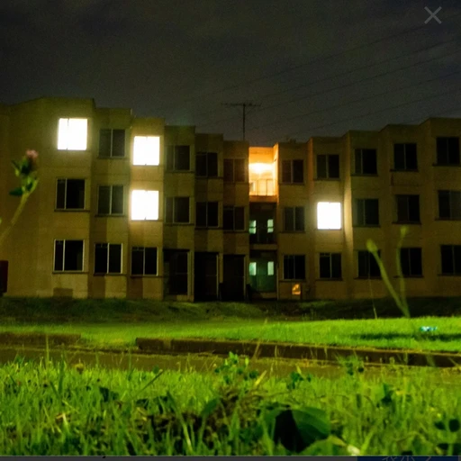 雨の日の暗い廃墟