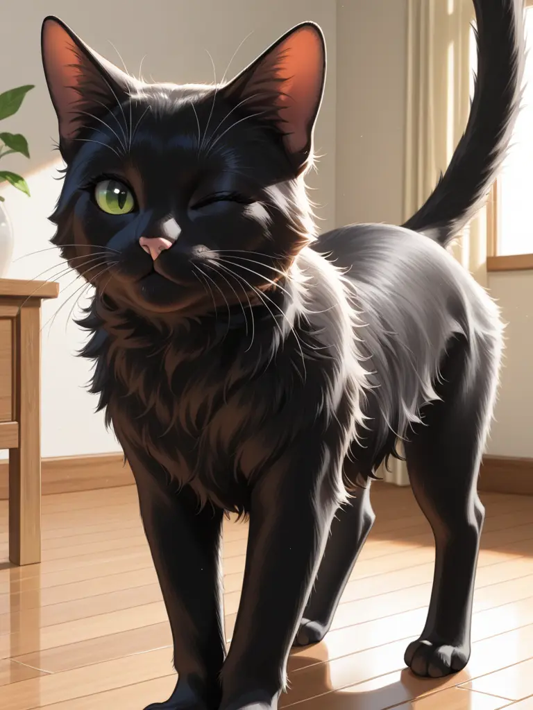 okirakutanuki의 彼女の名前はクロ。ごく普通の喋るネコ。