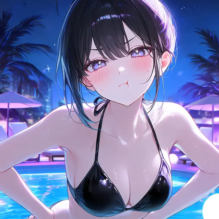 Annchi1025의 せっかくナイトプールに来たのに...