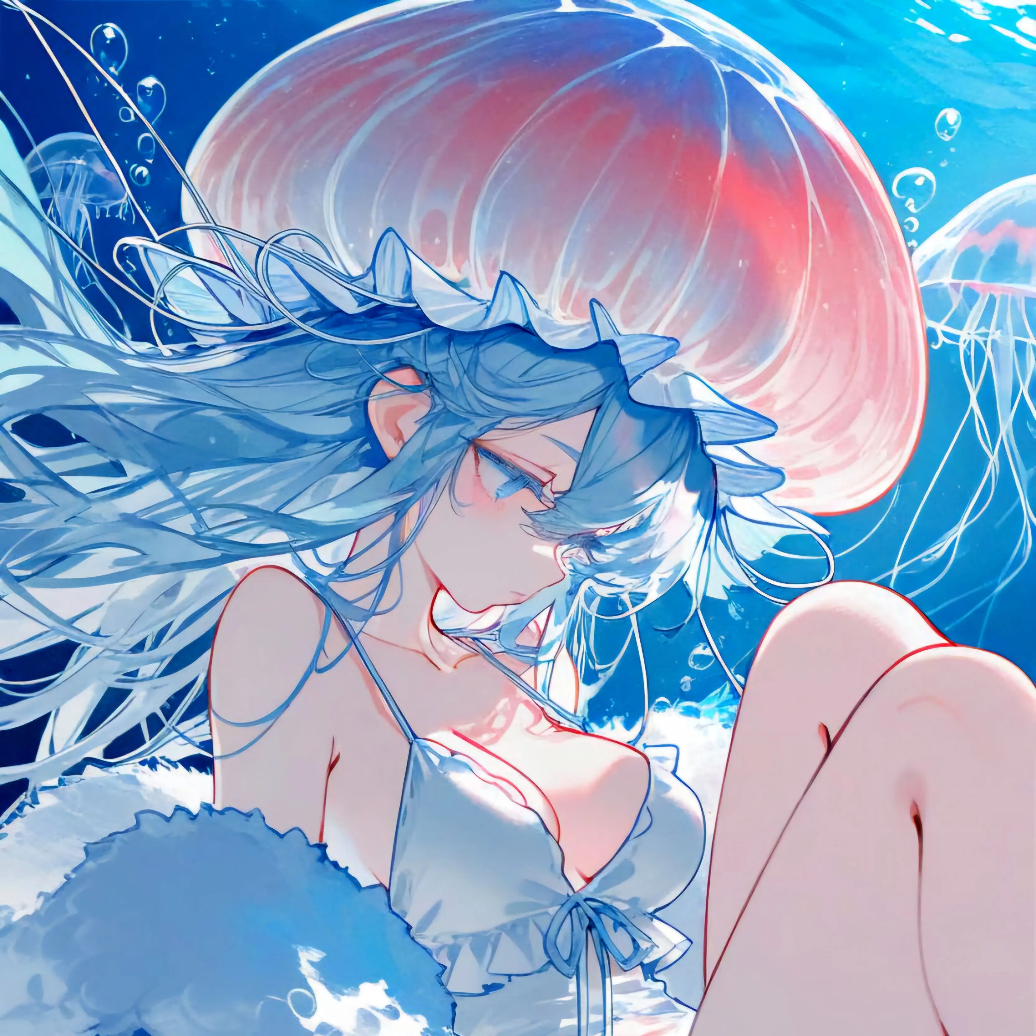 SturdyGlaze0586의 해변에 떠밀려온 해파리 소녀